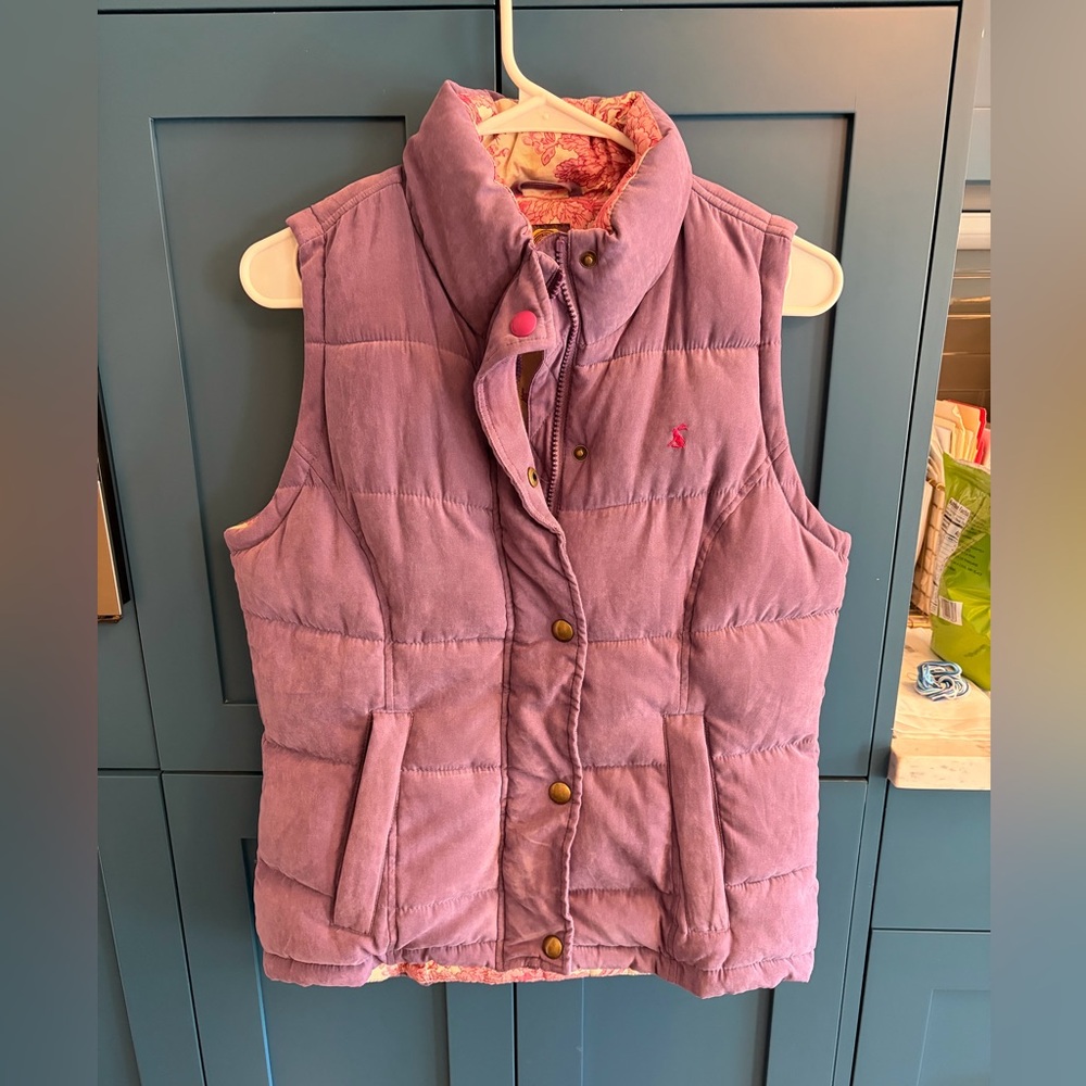 Joules Puffer Vest Womens S Small US 6 UK 10 Full Zip British Purple